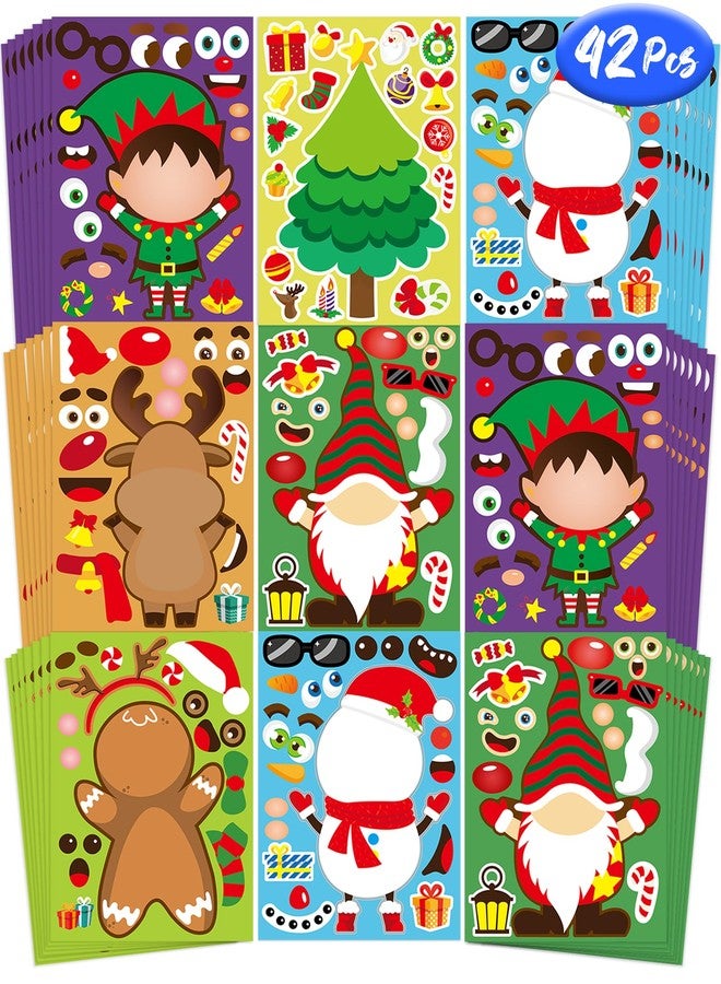 Oomloid 42 Sheets Christmas Party Favor Stickers for Kids, Christmas Goodie Bag Stocking Stuffers Face Stickers, Gifts Games Activities Holiday Sticker Crafts for Kids - Image 1